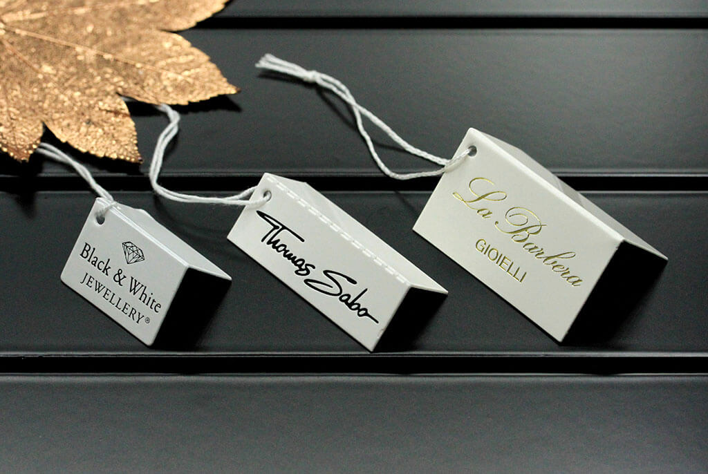 Etiquetas de cartón para joyería en forma de libro